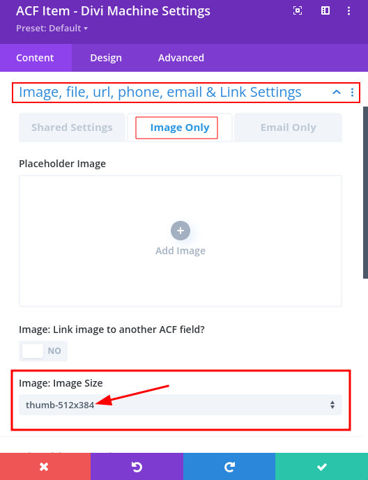 ACF Item module Image Size